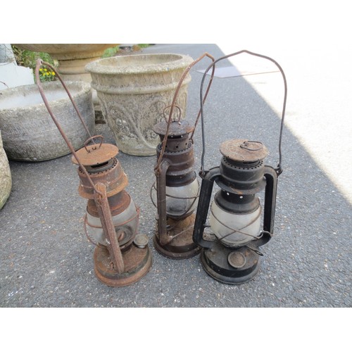221 - 3 vintage hurricane lamps
