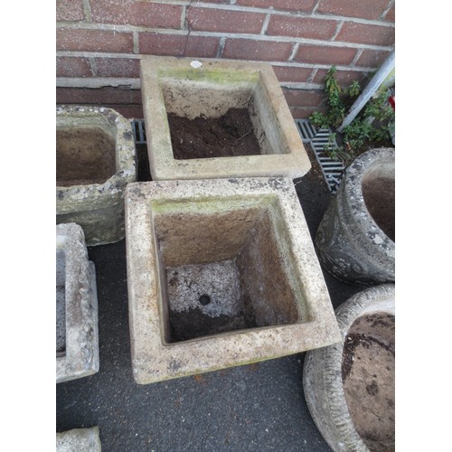 225 - A pair of square stonecrete planters, approximately 14