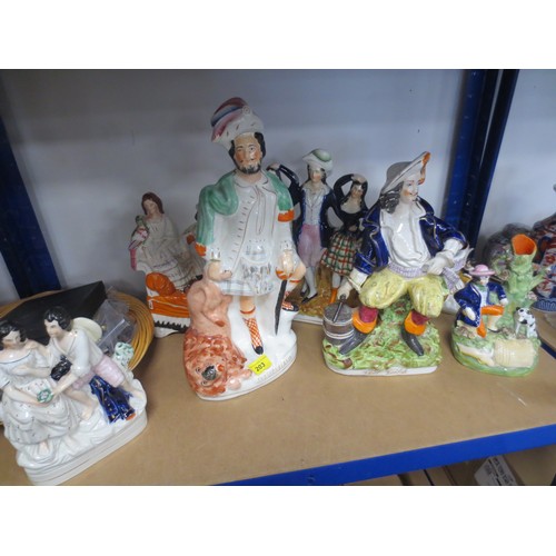 203 - Nine Med/Late 19th Century Staffordshire Figures, including flatbacks