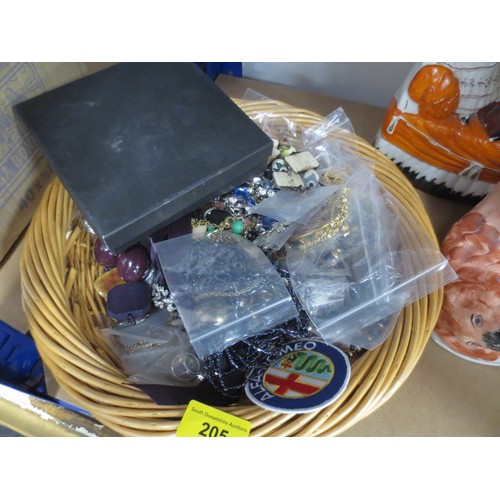 205 - A basket containing a large selection of good quality vintage and more modern Costume Jewellery
