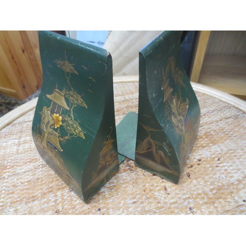 235 - An interesting pair of Oriental bookends in wood, beautifully decorated