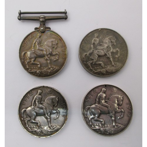 45 - Four WW1 British War Medals, variously named to L. 7620 F. H. SMITHSON. O.S.3. R.N.,  6884 PTE. J. M... 