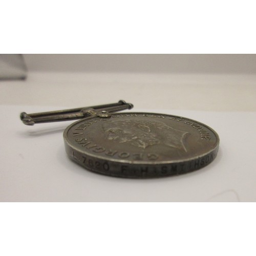 45 - Four WW1 British War Medals, variously named to L. 7620 F. H. SMITHSON. O.S.3. R.N.,  6884 PTE. J. M... 