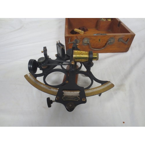 9 - A Hezzanith Instrument Works Heath & Co sextant in original wooden case, in good used cosmetic order... 