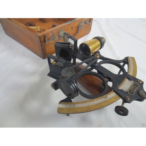 9 - A Hezzanith Instrument Works Heath & Co sextant in original wooden case, in good used cosmetic order... 