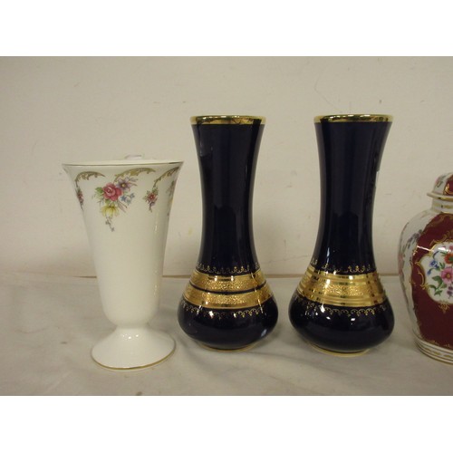 14 - Royal worcester heritage collection lidded urn ,Crown Staffordshire 8 inch vase ,Aynsley Wild tudor ... 