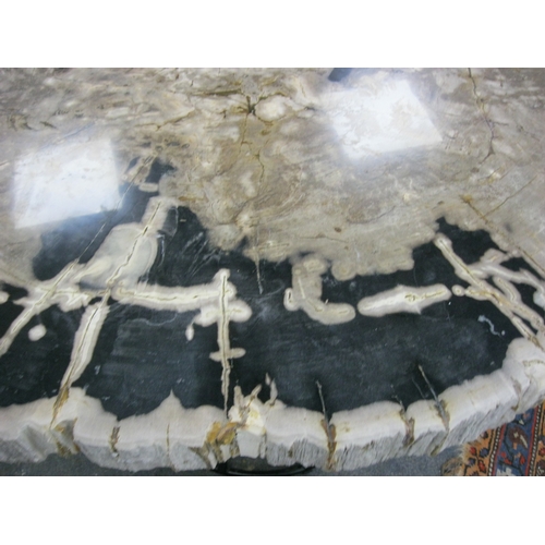 1 - An imposing table made from a slice of fossilised or petrified tree, roughly 4' x 3'  and approx 4