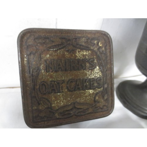 43 - An antique pewter goblet with handle and nicely dimpled finish, two sets of vintage knives, boxed an... 