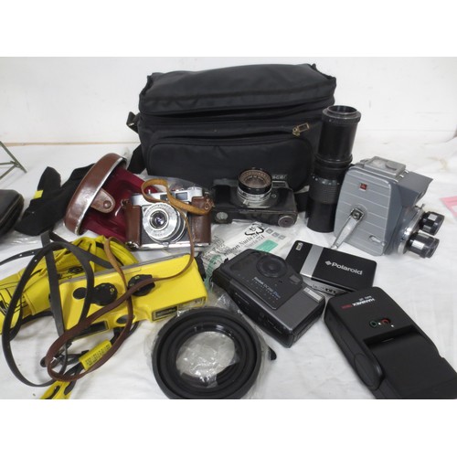 51 - A bag of assorted camera equipment including Canon, Kodak and others