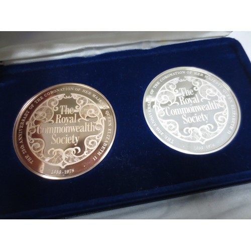 5 - A pair of Royal Commonwealth Society coins, one bronze, the other sterling silver, silver coin weigh... 