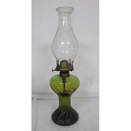 25 - An antique glass oil lamp with glass funnel