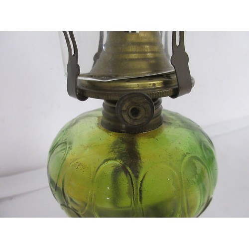 25 - An antique glass oil lamp with glass funnel