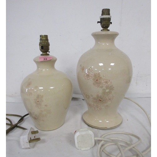 35 - A pair of Denby lamps in the Daybreak or Romance pattern ,both in good condition.
two different size... 