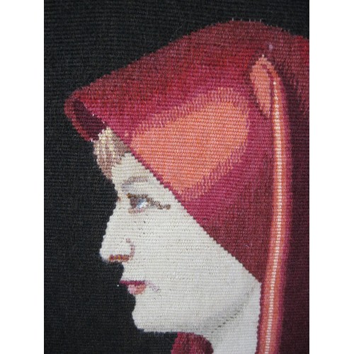 A needlework portrait of Fabiola after Francis Alys, signed in stitch ...