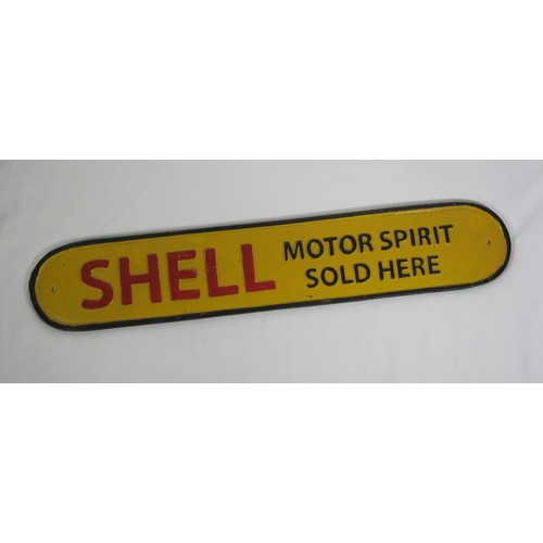 A cast metal Shell sign
