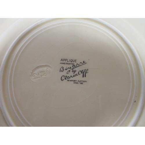 126 - A Clarice Cliff Newport Pottery Bizarre Applique Hand Painted Idyll circa 1933, circular plate with ... 