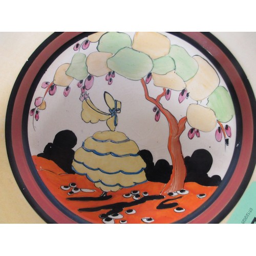 126 - A Clarice Cliff Newport Pottery Bizarre Applique Hand Painted Idyll circa 1933, circular plate with ... 