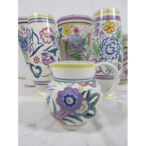 40 - Poole Pottery CS planter ,small PB jug ,two BN conical vases and two vases one BN the other CS both ... 