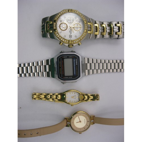 64 - A selection of 4 watches comprising a Pulsar Chronograph with rather 'blingy' finish, a vintage Casi... 