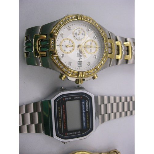 64 - A selection of 4 watches comprising a Pulsar Chronograph with rather 'blingy' finish, a vintage Casi... 