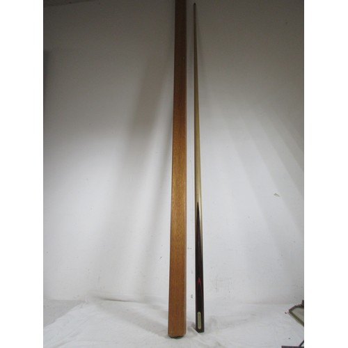 52 - A vintage snooker cue in hand-made carry case