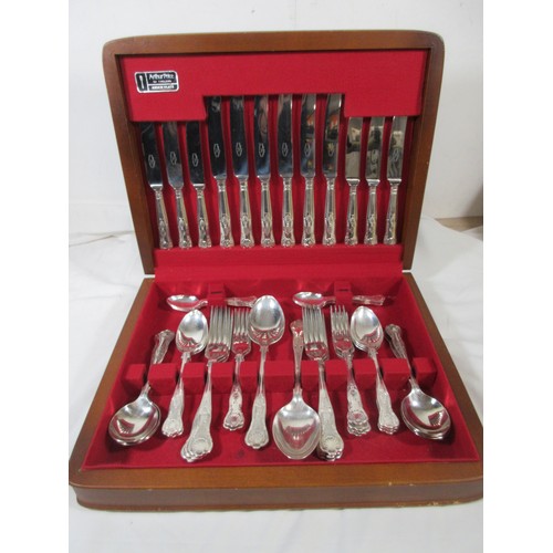 180 - A nicely appointed canteen of King's Pattern cutlery by Arthur Price, 6 place settings with serving ... 