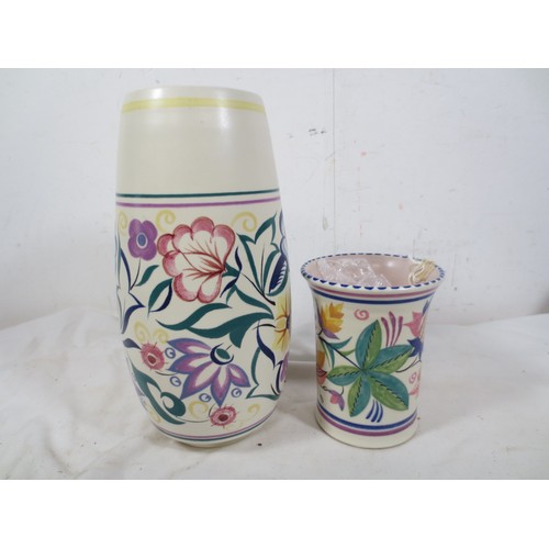 66 - A pair of Poole Pottery vases, the larger 1970s and decorated by Carolyn Davies, the smaller 1940s b... 