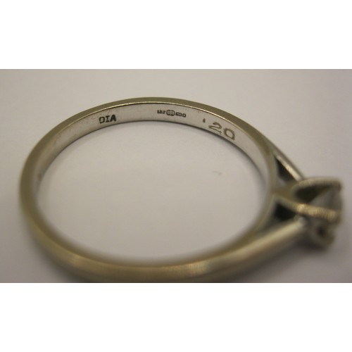 17 - An 18 carat imported white gold solitaire diamond ring,  the diamond 0.20 carat, with a Jewellery Id... 