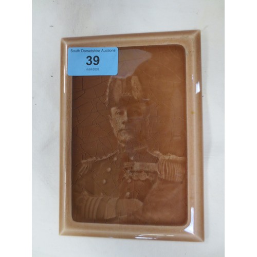 39 - A Carter tiles , tile in the Tremblay technique featuring  Admiral Sir John Jellicoe in excellent co... 