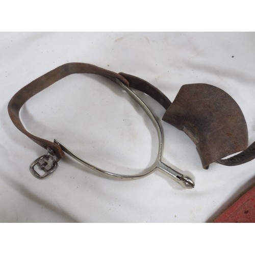 50 - A pair of Royal Artillery armbands and a pair of officer's spurs, one armband with the elephant divi... 