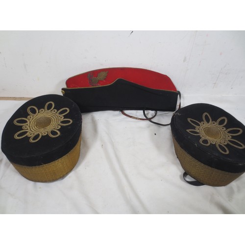 51 - A pair of Victorian Royal Artillery officer's pillbox caps and an officer's side- or forage-cap of s... 