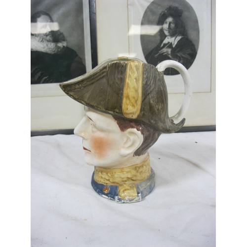 19 - Two a/f Arthur Turrell portrait etchings F&G, and a Duke of Wellington character jug