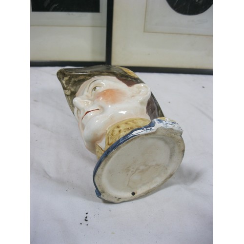 19 - Two a/f Arthur Turrell portrait etchings F&G, and a Duke of Wellington character jug