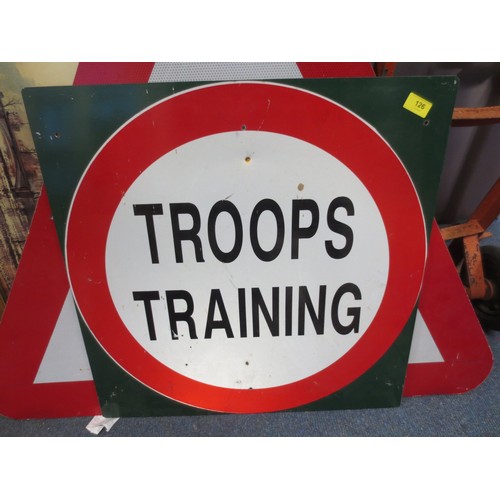 A military 'Troops Training' sign, 2' square
