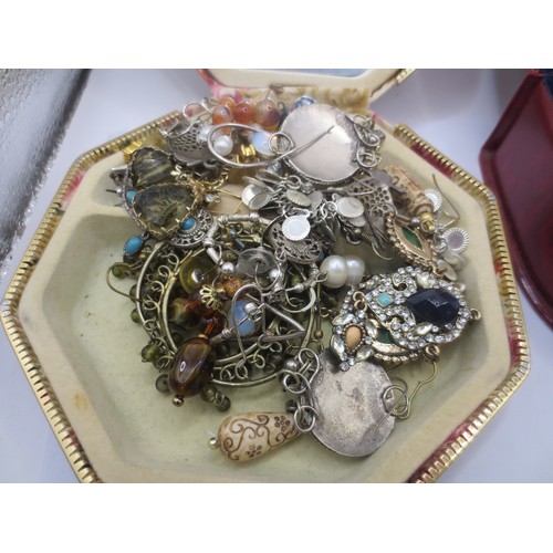 26 - Two jewellery boxes containing approx. sixty pairs of costume earrings