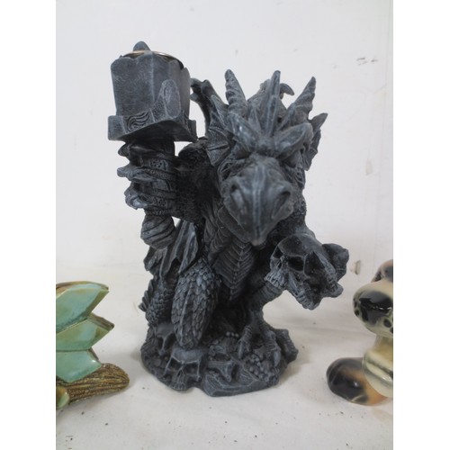 36 - Hand made Yare designs dragon along with another and a Figurine of a Crouching Leopard by Unknown ma... 