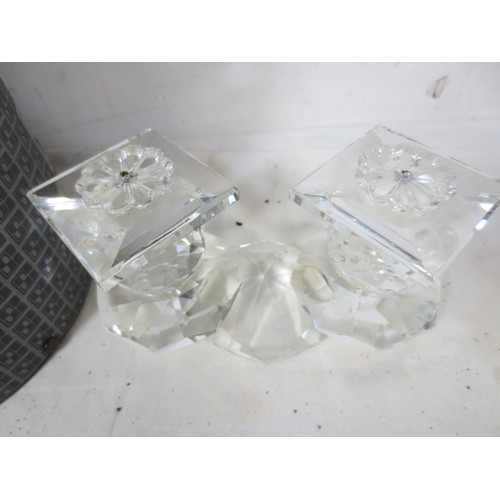 49 - Swarovski Double candle holder in original box as per pictures .