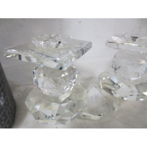 49 - Swarovski Double candle holder in original box as per pictures .