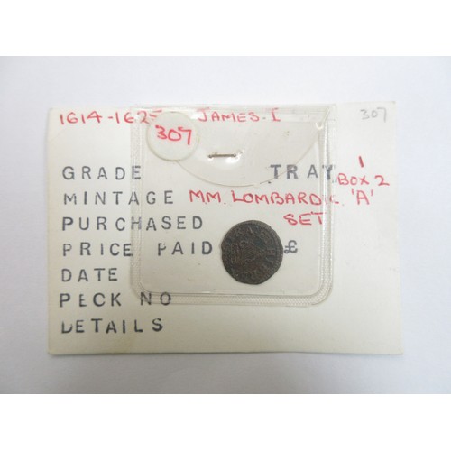 122 - 1614 - 1625 James I Lennox farthing (Information taken from attached cards which also show date/plac... 