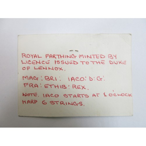 122 - 1614 - 1625 James I Lennox farthing (Information taken from attached cards which also show date/plac... 