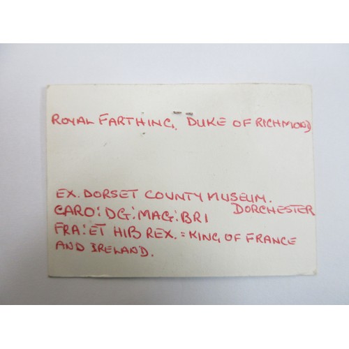 125 - 1625-1634 Charles I Duke of Richmond farthing grade fine ex.Dorset County Museum (Information taken ... 