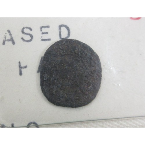 126 - 1636 - 1643 Charles I Rose Farthing 2nd issue single arched crown both sides, sceptres through crown... 
