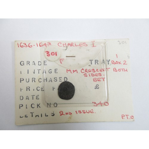 126 - 1636 - 1643 Charles I Rose Farthing 2nd issue single arched crown both sides, sceptres through crown... 