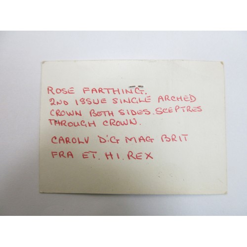 126 - 1636 - 1643 Charles I Rose Farthing 2nd issue single arched crown both sides, sceptres through crown... 