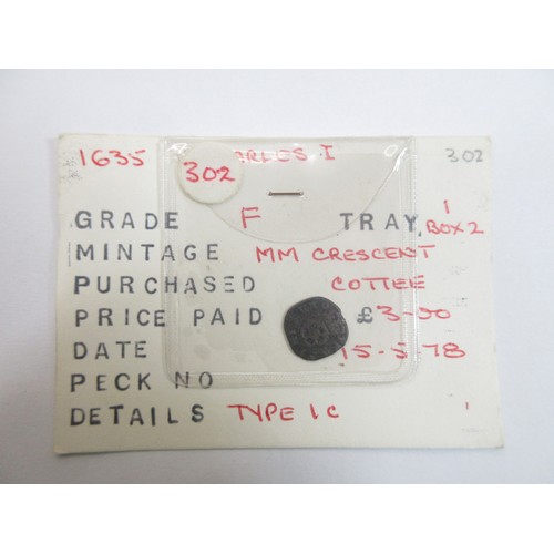 127 - 1635 Charles I Rose Farthing type 1c (Information taken from attached cards which also show date/pla... 