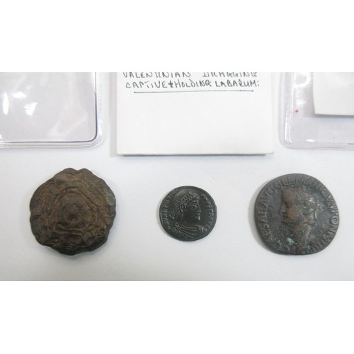 129 - Three Roman coins: (i) Valentinian I 364-375AD AE3 Siscia Mint (ii) Caligula and (iii) unknown