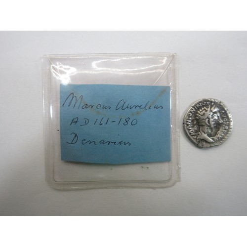 130 - A Roman silver denarius, Marcus Aurelius AD 161 - 180, in very nice order