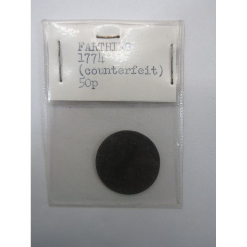132 - A Charles I rose farthing and a counterfeit 1774 farthing