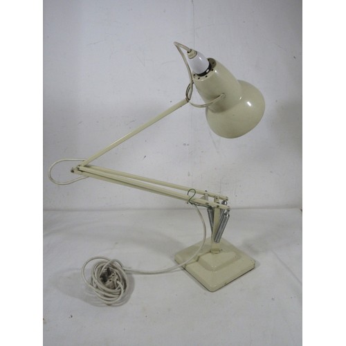 135 - A vintage cream-coloured Herbert Terry anglepoise lamp with square-stepped base, in very good order ... 