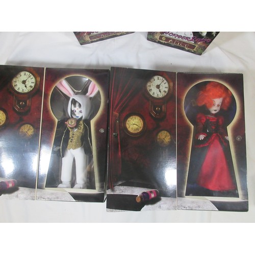139 - 4 Mezco Living Dead Dolls 'In Wonderland' figures, 3 boxed and sealed, comprising 97371 Sadie as Ali... 